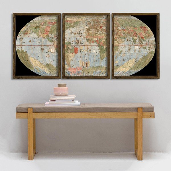 3 dalių paveikslas mediniame rėme Globe-image-1