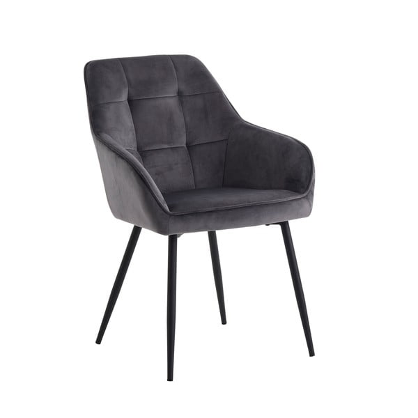 Pilkos spalvos iš audinio valgomojo kėdžių komplektas su porankiais 2 vnt. Nolan Square – Unique Furniture