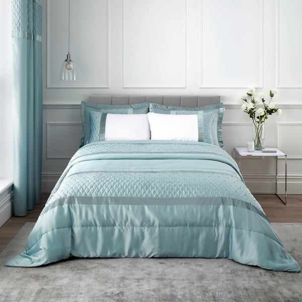 Iš satino lovatiesė mėlynos spalvos dvigulei lovai 240x260 cm Sequin Cluster – Catherine Lansfield