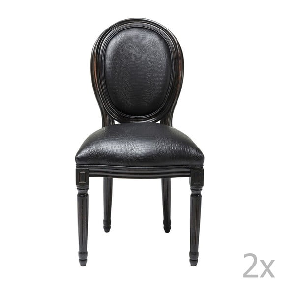 2 juodų kėdžių rinkinys "Kare Design Croco