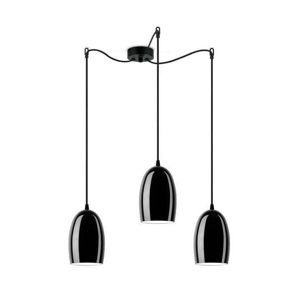 Juodos spalvos trijų dalių pakabinamas šviestuvas Sotto Luce UME S Glossy, ⌀ 14 cm