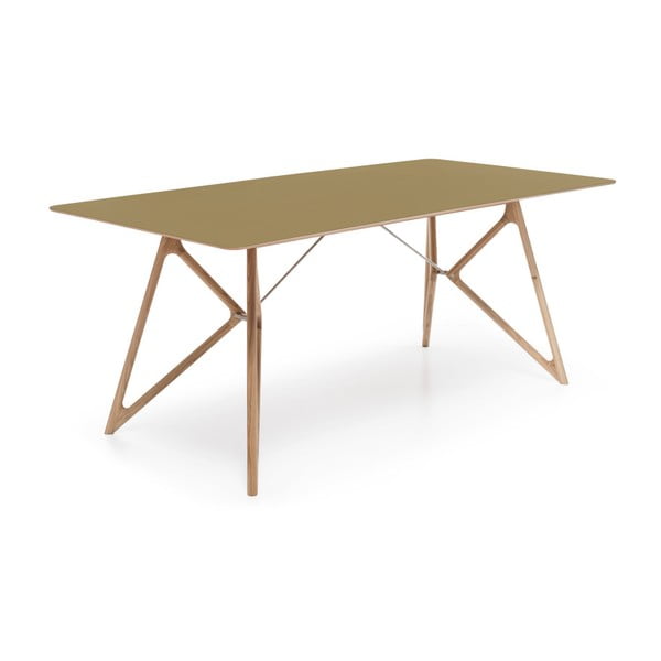Ąžuolinis valgomojo stalas "Tink Linoleum Gazzda", 160 cm, alyvuogių spalvos