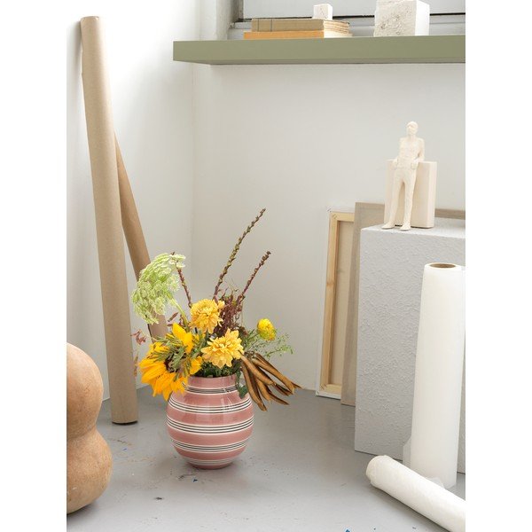 Rožinės ir baltos spalvos porcelianinė vaza Kähler Design Nuovo, aukštis 20,5 cm-image-3