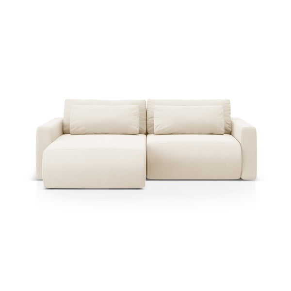 Smėlio spalvos iš velveto sulankstoma/su sandėliavimo vieta kampinė sofa Belfast – Cosmopolitan Design