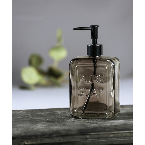Pilkos spalvos stiklinis muilo dozatorius Wenko Pure Soap-image-1