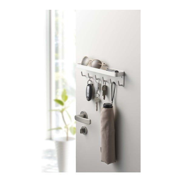 Baltas sieninis raktų laikiklis su lentyna YAMAZAKI Smart-image-1