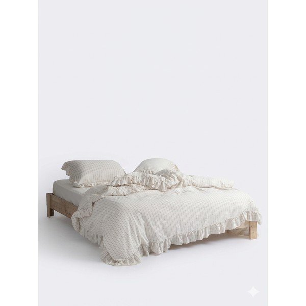 Smėlio spalvos iš ranforce medvilnės dvigulė/itin ilga patalynė 240x220 cm Amalia Striped – Mila Home Luxury