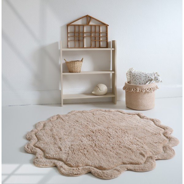 Skalbiamas/rankų darbo iš medvilnės apvalios formos kilimas šviesiai rožinės spalvos ø 110 cm Sweet April Nude – Nattiot-image-1