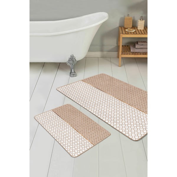 Vonios kilimėliai smėlio spalvos 2 vnt. 60x100 cm – Mila Home-image-2