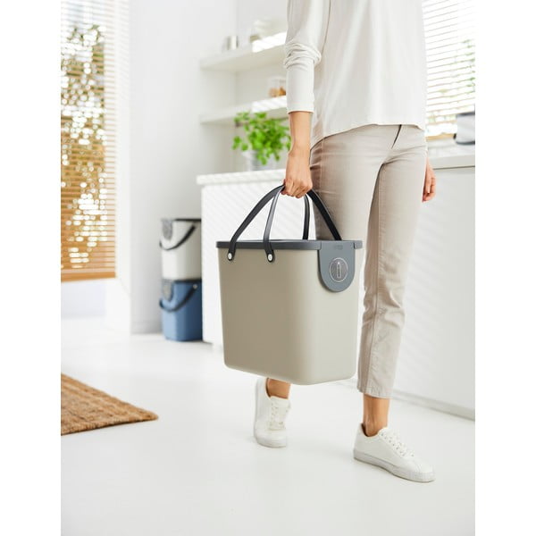 Šviesiai rudos spalvos iš perdirbto plastiko šiukšliadėžė rūšiavimui 25 l Albula – Rotho-image-1