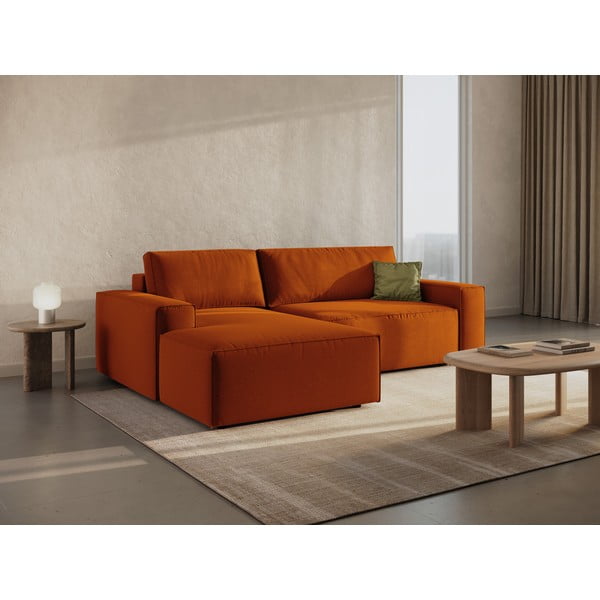 Sulankstoma kampinė sofa raudonos plytų spalvos (su kairiuoju kampu) Jodie – Micadoni Home-image-1