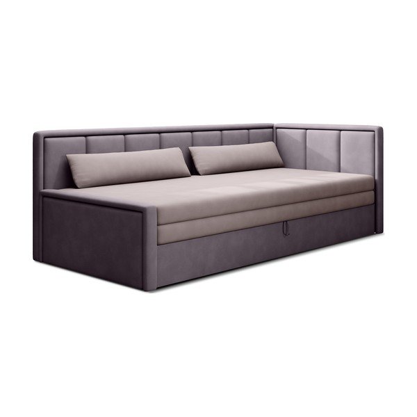 Rožinės spalvos iš šenilinio audinio sulankstoma/su sandėliavimo vieta sofa 214 cm Fulgeo – ELTAP