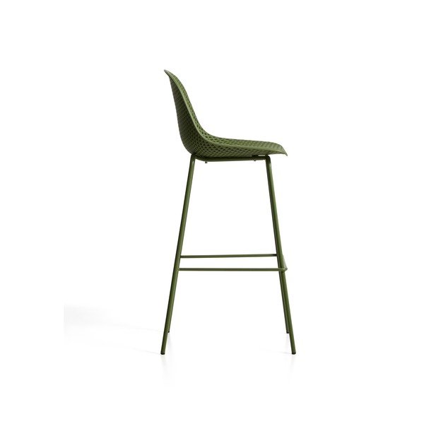 Žalios spalvos metalinė/plastikinė sodo baro taburetė Quinby – Kave Home-image-4