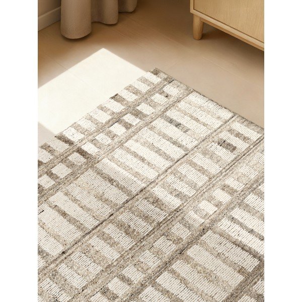 Rankų darbo kreminės spalvos iš vilnos kilimas 80x150 cm Boho 1.0 Linara – Vikosa-image-2