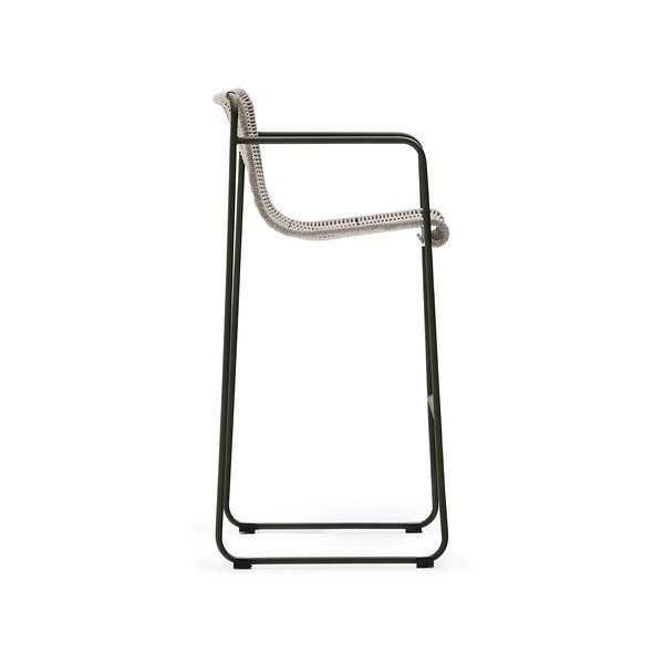 Pilkai žalios spalvos metalinė sodo baro taburetė Maurina – Kave Home-image-3