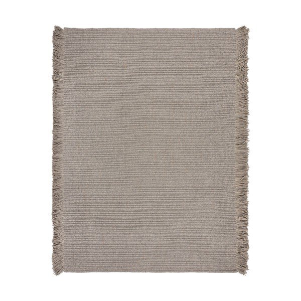 Rankų darbo pilkos spalvos iš vilnos mišinio kilimas 160x230 cm Rene Fringed Ribbed – Flair Rugs