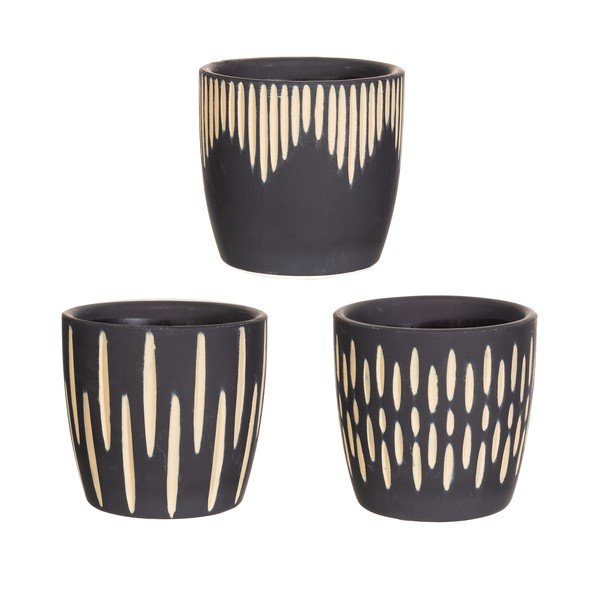 Iš terakotos gėlių vazonų dangteliai 3 vnt. ø 8 cm Grafitto – Sass & Belle
