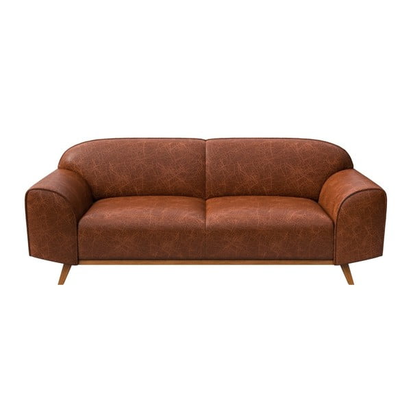 Sofa rudos spalvos iš odos 193 cm Nesbo – MESONICA