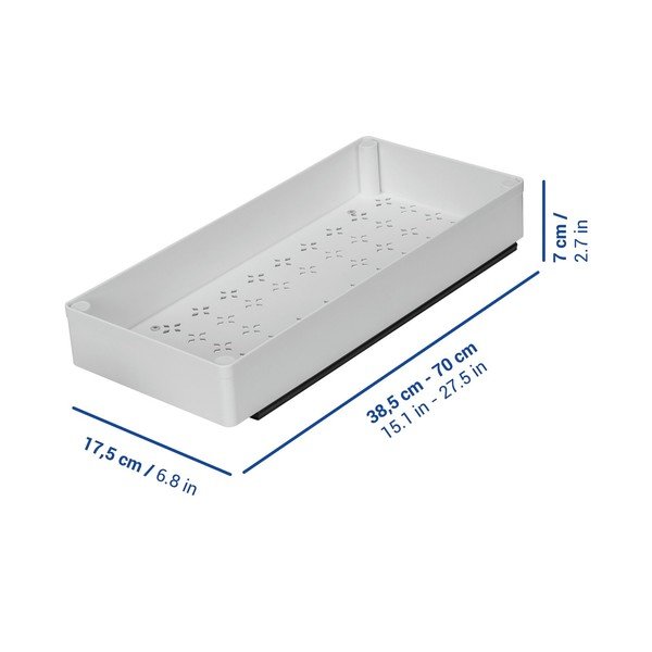 Reguliuojama baltos spalvos iš plastiko papildoma virtuvės lentyna 17x38,5 cm Simon – Wenko-image-1