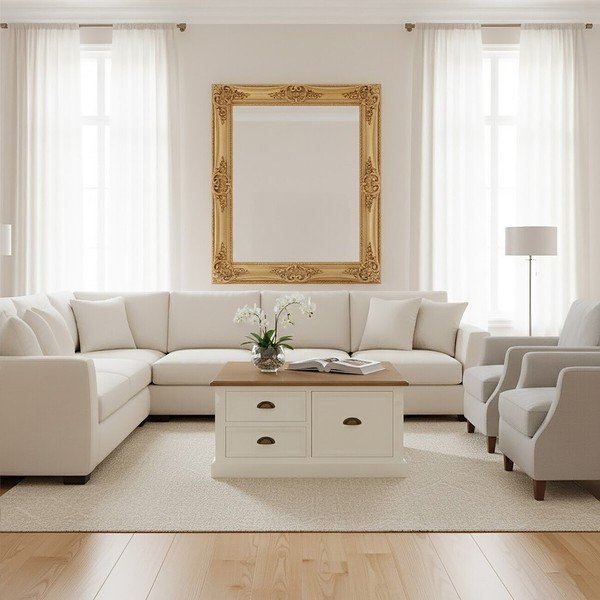 Baltos spalvos kavos staliukas iš eglės 90x90 cm Hardwick – Premier Housewares-image-2