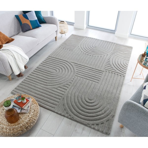 Pilkos spalvos vilnonis kilimas Flair Rugs Zen Garden, 160 x 230 cm-image-1