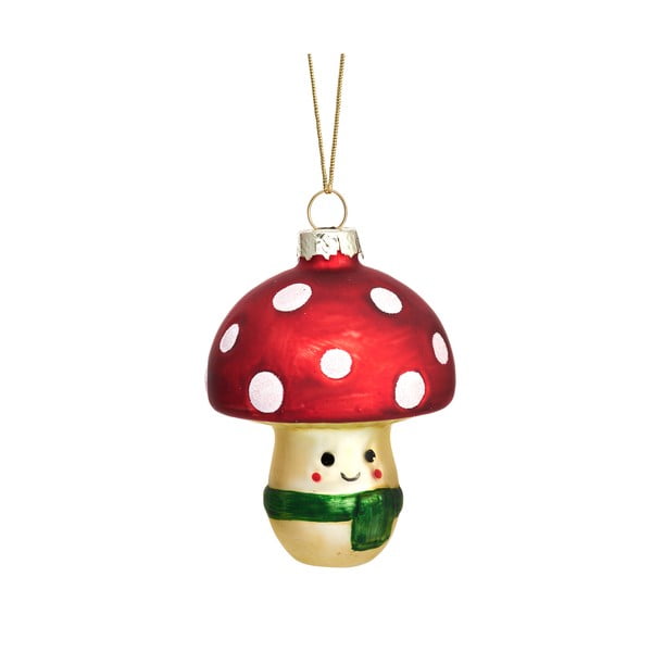 Iš stiklo rankų darbo eglutės papuošimas ø 6 cm Happy Mushroom – Sass & Belle