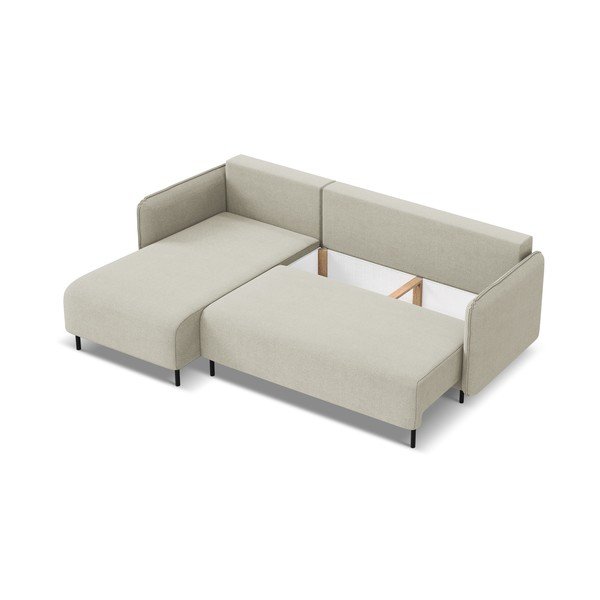 Smėlio spalvos sulankstoma/su sandėliavimo vieta kampinė sofa (su kairiuoju kampu) Luana – Makamii-image-3