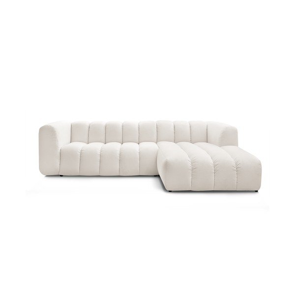 Baltos spalvos kampinė sofa (su dešiniuoju kampu/su gultu) Talia – Bobochic Paris