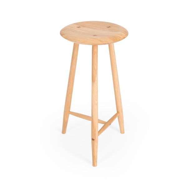 Natūralios spalvos iš ąžuolo masyvo baro taburetė (sėdynės aukštis 65 cm) Blanc – Gazzda-image-4