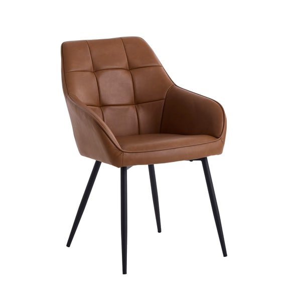 Rudos spalvos iš audinio valgomojo kėdžių komplektas su porankiais 2 vnt. Nolan Square – Unique Furniture