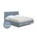 Mėlyna minkšta dvigulė lova su čiužiniu ir grotelėmis 180x200 cm Noira Slim - Bonami Selection