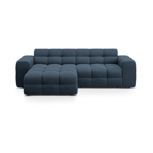 Tamsiai mėlynos spalvos kampinė sofa (su kairiuoju kampu/su gultu) Kendal – Micadoni 