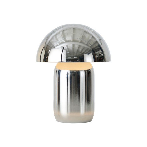 Blizgios sidabrinės spalvos iš metalo stalinis šviestuvas LED su pritemdymo funkcija (aukštis 17 cm) Ted – Ellos Home-image-4