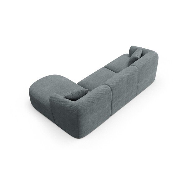 Tamsiai pilkos spalvos kampinė sofa iš kordinio velveto (su dešiniuoju kampu/su gultu) Campi – Cosmopolitan Design-image-3