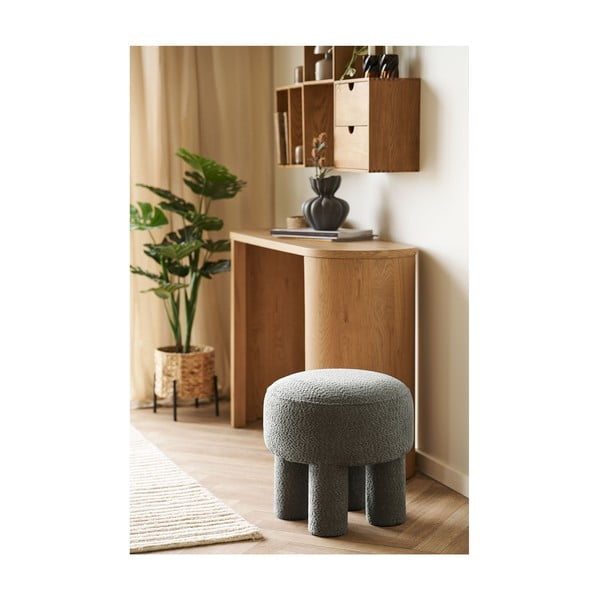 Tamsiai pilkos spalvos iš šenilinio audinio pufas Canberra – House Nordic-image-1