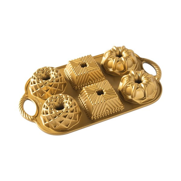 Aukso spalvos kepimo forma 6 mažiems pyragėliams Nordic Ware Minimix, 800 ml