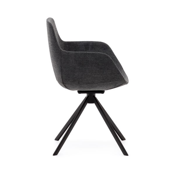 Tamsiai pilkos spalvos iš audinio valgomojo kėdžių komplektas su porankiais 2 vnt. Tissiana – Kave Home-image-2