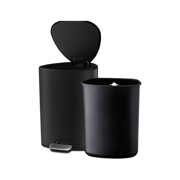 Matinės juodos spalvos iš plieno šiukšliadėžė su pedalu 5 l EasyStore Luxe – Joseph Joseph-image-4