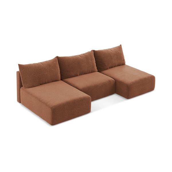 Raudonos plytų spalvos sulankstoma/su sandėliavimo vieta kampinė sofa Kalena – Makamii-image-2