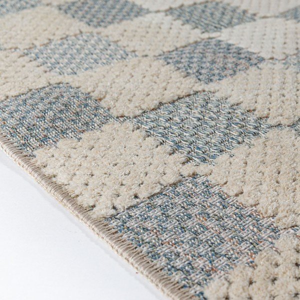 Skalbiamas mėlynos spalvos iš medvilnės mišinio kilimas 155x230 cm Muted Checkerboard – Flair Rugs-image-4