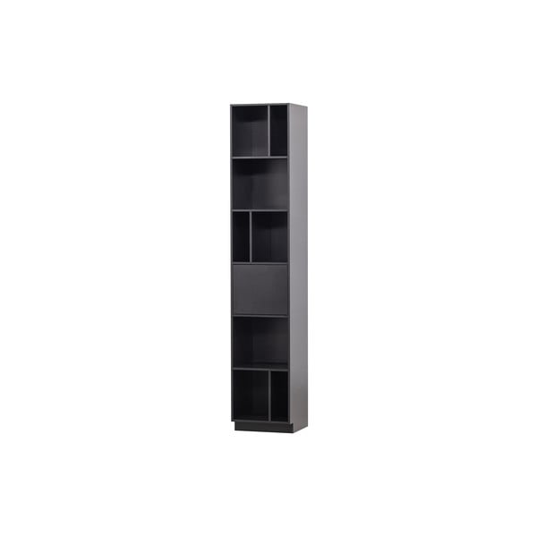 Knygų spinta juodos spalvos iš pušies masyvo 40x210 cm Finca – WOOOD-image-4