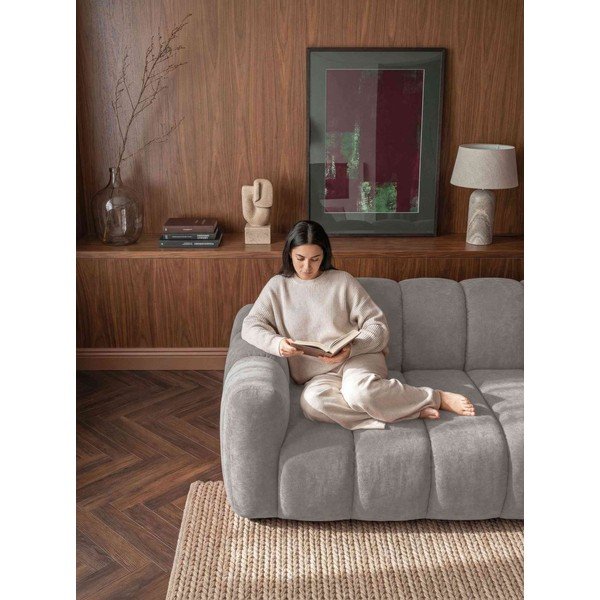 Pilkos spalvos sulankstoma kampinė sofa iš šenilinio audinio (su kairiuoju kampu) Michell – Miuform-image-3