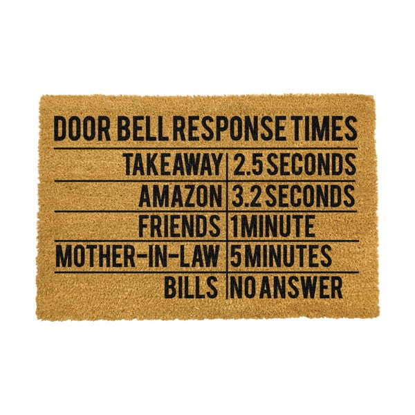 Natūralaus kokoso pluošto kilimėlis Artsy Doormats Door Bell Response Times, 40 x 60 cm
