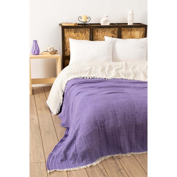 Lovatiesė iš muslino violetinės spalvos dvigulei lovai 230x250 cm – Mijolnir