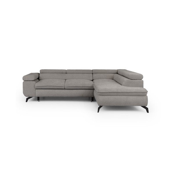 Šviesiai pilkos spalvos kampinė sofa iš šenilinio audinio (su dešiniuoju kampu/„L“ formos) Marbeya  – Ropez