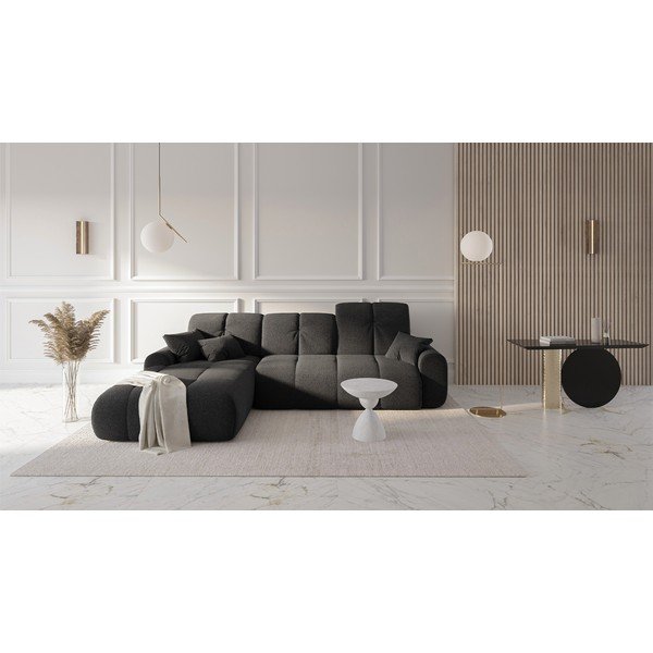 Tamsiai pilka kampinė sofa-lova Devichy Tous, kairysis kampas-image-1