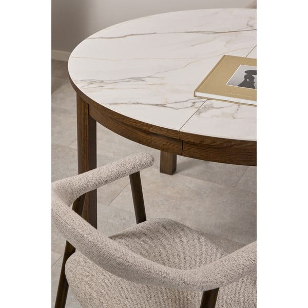 Iš keraminės plokštės apvalios formos prailginamas valgomojo stalas ø 120 cm Southampton – Actona-image-1