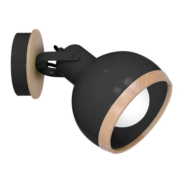 Juodas sieninis šviestuvas su medinėmis detalėmis Homemania Oval