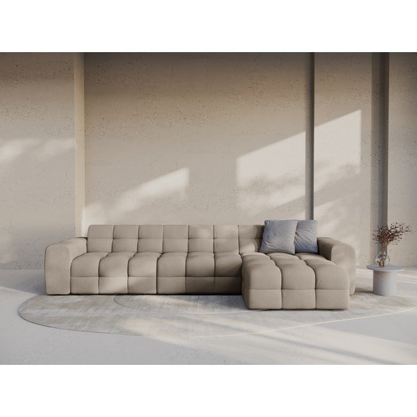 Rudos spalvos kampinė sofa (su dešiniuoju kampu/su gultu) Kendal – Micadoni -image-1