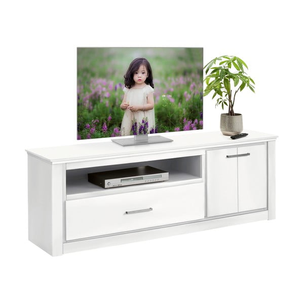 Baltas televizoriaus staliukas iš pušies medienos 160x55 cm Celia - Støraa-image-2